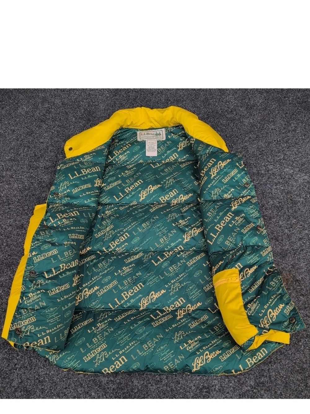 LL Bean Vest Mens Medium Yellow Trail Model '82 Down Insulated Puffer Packable